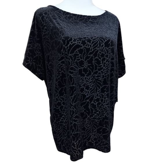 NEW RALPH LAUREN Velvet Burnout Top Blouse Loose Medium Dressy Career Layer Goth - Picture 1 of 8